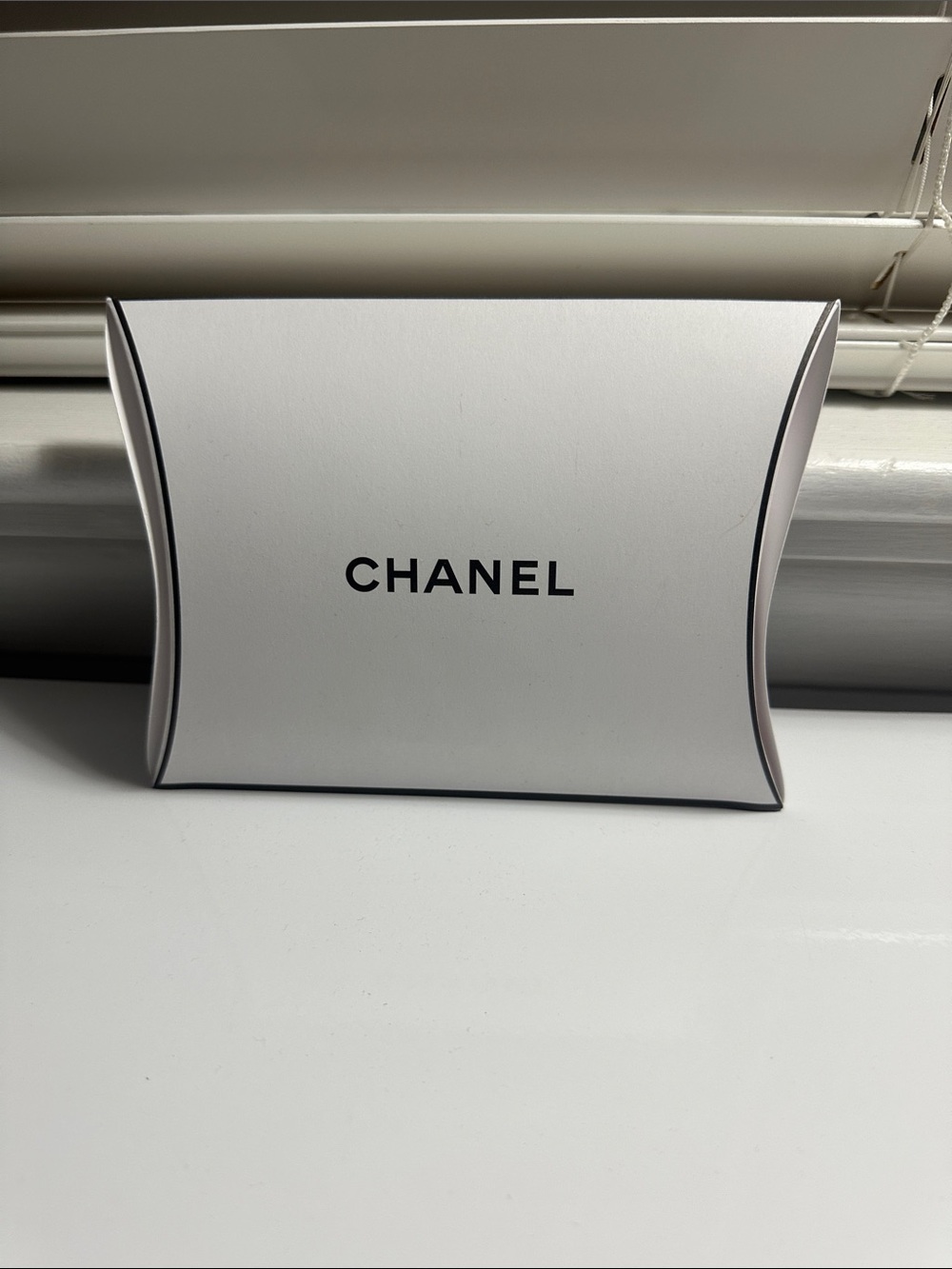 CHANEL Silver Pillow Box with Black Logo